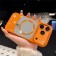 Mirror-Finish Rhinestone TPU + PC Magnetic Case for iPhone 17 Pro Max - Orange