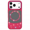 Mirror-Finish Rhinestone TPU + PC Magnetic Case for iPhone 17 Pro Max - Rose Red