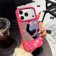 Mirror-Finish Rhinestone TPU + PC Magnetic Case for iPhone 17 Pro Max - Rose Red