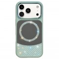 Mirror-Finish Rhinestone TPU + PC Magnetic Case for iPhone 17 Pro Max - Blue