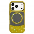 Mirror-Finish Rhinestone TPU + PC Magnetic Case for iPhone 17 Pro Max - Yellow