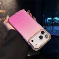 Gradient Glitter PC + TPU Shockproof Case with Electroplated Camera Ring for iPhone 17 Pro Max - Pink