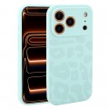 Leopard-Pattern Liquid Silicone Case with Separate Camera Openings for iPhone 17 Pro Max - Light Cyan