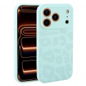 Leopard-Pattern Liquid Silicone Case with Separate Camera Openings for iPhone 17 Pro Max - Light Cyan