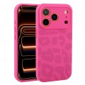 Leopard-Pattern Liquid Silicone Case with Separate Camera Openings for iPhone 17 Pro Max - Magenta Dragon Fruit