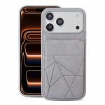 PU Leather + TPU Card Wallet Case with Kickstand for iPhone 17 Pro Max - Grey