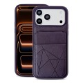 PU Leather + TPU Card Wallet Case with Kickstand for iPhone 17 Pro Max - Purple