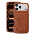 PU Leather + TPU Card Wallet Case with Kickstand for iPhone 17 Pro Max - Brown