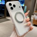 Soft-Touch PC + TPU Hybrid Magnetic Case with 360° Ring Stand for iPhone 17 Pro Max - White