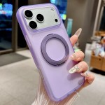 Soft-Touch PC + TPU Hybrid Magnetic Case with 360° Ring Stand for iPhone 17 Pro Max - Purple