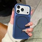 Soft-Touch Two-Tone Liquid Silicone MagSafe-Compatible Case for iPhone 17 Pro Max - Navy Blue