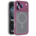 Armor Shield Electroplated Mesh-Cooling Magnetic TPU Case with Lens Film for iPhone 17 Pro Max - Wine Red