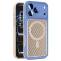 Armor Shield Electroplated Mesh-Cooling Magnetic TPU Case with Lens Film for iPhone 17 Pro Max - Blue