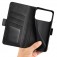 PU Leather + TPU Wallet Folio Case with Dual Magnetic Buckle and Stand for iPhone 17 Pro Max - Black