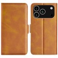PU Leather + TPU Wallet Folio Case with Dual Magnetic Buckle and Stand for iPhone 17 Pro Max - Yellow