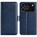 PU Leather + TPU Wallet Folio Case with Dual Magnetic Buckle and Stand for iPhone 17 Pro Max - Dark Blue