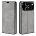 Retro PU Leather + TPU Wallet Stand Case for iPhone 17 Pro Max - Grey
