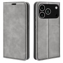 Retro PU Leather + TPU Wallet Stand Case for iPhone 17 Pro Max - Grey