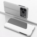 Electroplated Mirror Flip Leather Case with Stand for iPhone 17 Pro Max - Silver