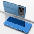 Electroplated Mirror Flip Leather Case with Stand for iPhone 17 Pro Max - Blue