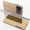 Electroplated Mirror Flip Leather Case with Stand for iPhone 17 Pro Max - Gold