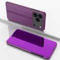 Electroplated Mirror Flip Leather Case with Stand for iPhone 17 Pro Max - Purple