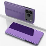 Electroplated Mirror Flip Leather Case with Stand for iPhone 17 Pro Max - Purple Blue