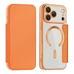 PU Leather + TPU RFID-Shielding MagSafe-Compatible Wallet Case with Stand for iPhone 17 Pro Max - Orange