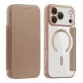 PU Leather + TPU RFID-Shielding MagSafe-Compatible Wallet Case with Stand for iPhone 17 Pro Max - Desert Gold