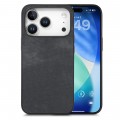 Vintage Leather-Texture PC + TPU Hybrid Back-Cover Case for iPhone 17 Pro Max - Black