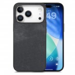 Vintage Leather-Texture PC + TPU Hybrid Back-Cover Case for iPhone 17 Pro Max - Black