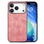 Vintage Leather-Texture PC + TPU Hybrid Back-Cover Case for iPhone 17 Pro Max - Pink