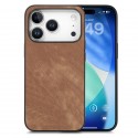 Vintage Leather-Texture PC + TPU Hybrid Back-Cover Case for iPhone 17 Pro Max - Brown