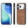 Vintage Leather-Texture PC + TPU Hybrid Back-Cover Case for iPhone 17 Pro Max - Brown