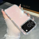 Rhinestone Glitter TPU Four-Corner Drop-Protection Case for iPhone 17 Pro Max - Light Pink