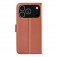 Litchi-Texture PU Leather + TPU Wallet Case with Stand for iPhone 17 Pro Max - Brown