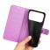 Litchi-Texture PU Leather + TPU Wallet Case with Stand for iPhone 17 Pro Max - Purple
