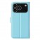 Litchi-Texture PU Leather + TPU Wallet Case with Stand for iPhone 17 Pro Max - Blue