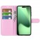 Litchi-Texture PU Leather + TPU Wallet Case with Stand for iPhone 17 Pro Max - Pink