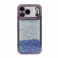 Electroplated Rhinestone-Trim Gradient Glitter Sequin TPU Case for iPhone 17 Pro Max - Purple