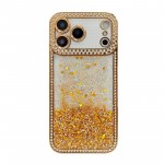 Electroplated Rhinestone-Trim Gradient Glitter Sequin TPU Case for iPhone 17 Pro Max - Gold