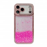 Electroplated Rhinestone-Trim Gradient Glitter Sequin TPU Case for iPhone 17 Pro Max - Burgundy