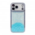 Electroplated Rhinestone-Trim Gradient Glitter Sequin TPU Case for iPhone 17 Pro Max - Blue