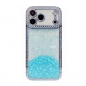 Electroplated Rhinestone-Trim Gradient Glitter Sequin TPU Case for iPhone 17 Pro Max - Blue