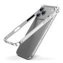 Metal + Silicone Hybrid Four-Corner Shockproof Phone Frame Case for iPhone 17 Pro Max - White vinyl + Silver
