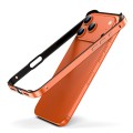 Metal + Silicone Hybrid Four-Corner Shockproof Phone Frame Case for iPhone 17 Pro Max - Black vinyl + Orange